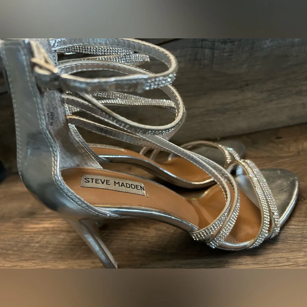 Steve Madden Metallic Strappy Heels - Picture 3 of 6